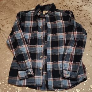 Red and Blue Casual Button Down Shirt with Plaid Pattern